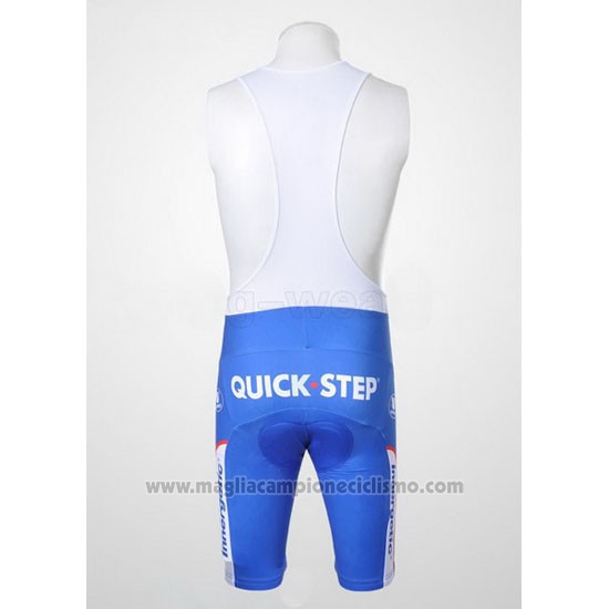 2011 Abbigliamento Ciclismo Quick Step Floor Bianco e Celeste Manica Corta e Salopette